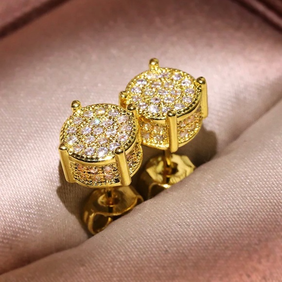 925Sterling Silver BLING ICED HIP HOP STUD EARRING - Picture 4 of 10